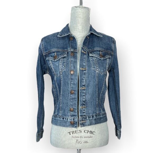 Lucky Brand Tomboy Trucker Medium Wash Blue Denim Jacket Size XS - Picture 2 of 4